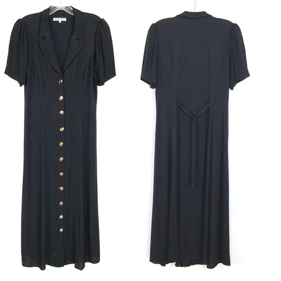 REFORMATION Wilde Puff-Sleeve Button-Front Midi Dress Goth Witchy Sz 8 - Picture 13 of 16